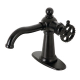 Fuller One-Handle 1-Hole Bathroom Faucet with Deck Plate and Push Pop-Up Drain