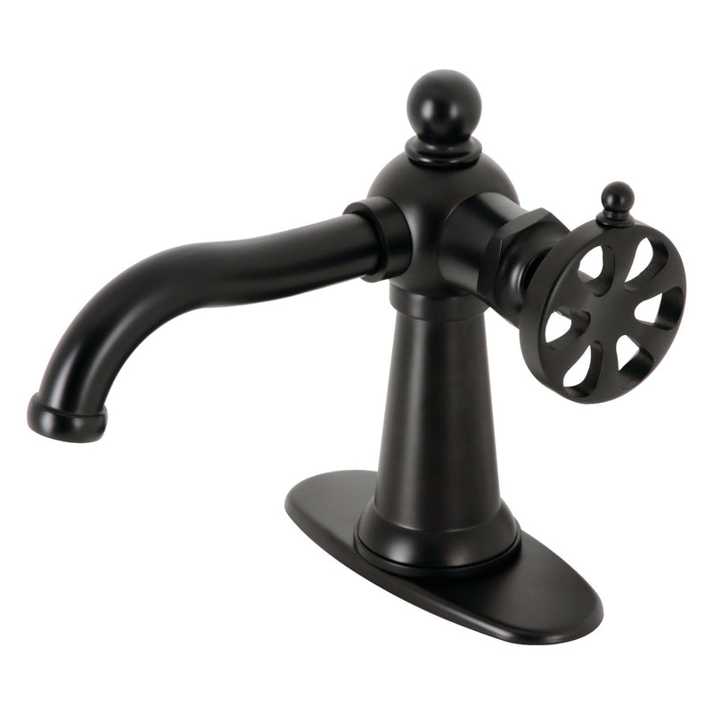 Belknap One-Handle 1-Hole Bathroom Faucet with Deck Plate and Push Pop-Up Drain