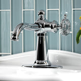 Fuller One-Handle 1-Hole Bathroom Faucet with Deck Plate and Push Pop-Up Drain