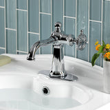 Fuller One-Handle 1-Hole Bathroom Faucet with Deck Plate and Push Pop-Up Drain