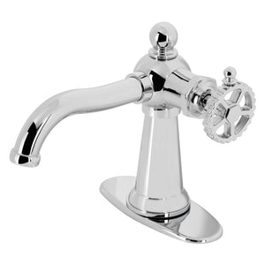 Fuller One-Handle 1-Hole Bathroom Faucet with Deck Plate and Push Pop-Up Drain