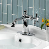 Hamilton One-Handle 1-Hole Bathroom Faucet with Deck Plate and Push Pop-Up Drain