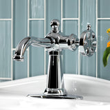 Belknap One-Handle 1-Hole Bathroom Faucet with Deck Plate and Push Pop-Up Drain