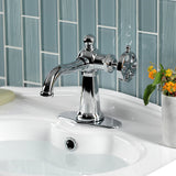 Belknap One-Handle 1-Hole Bathroom Faucet with Deck Plate and Push Pop-Up Drain