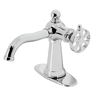 Belknap One-Handle 1-Hole Bathroom Faucet with Deck Plate and Push Pop-Up Drain
