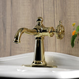 Fuller One-Handle 1-Hole Bathroom Faucet with Deck Plate and Push Pop-Up Drain
