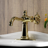 Belknap One-Handle 1-Hole Bathroom Faucet with Deck Plate and Push Pop-Up Drain