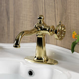 Belknap One-Handle 1-Hole Bathroom Faucet with Deck Plate and Push Pop-Up Drain