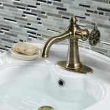 Fuller One-Handle 1-Hole Bathroom Faucet with Deck Plate and Push Pop-Up Drain
