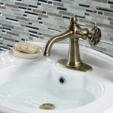 Belknap One-Handle 1-Hole Bathroom Faucet with Deck Plate and Push Pop-Up Drain