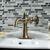 Belknap One-Handle 1-Hole Bathroom Faucet with Deck Plate and Push Pop-Up Drain
