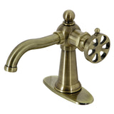 Belknap One-Handle 1-Hole Bathroom Faucet with Deck Plate and Push Pop-Up Drain