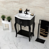 Fuller One-Handle 1-Hole Bathroom Faucet with Deck Plate and Push Pop-Up Drain