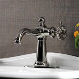 Fuller One-Handle 1-Hole Bathroom Faucet with Deck Plate and Push Pop-Up Drain