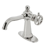 Fuller One-Handle 1-Hole Bathroom Faucet with Deck Plate and Push Pop-Up Drain