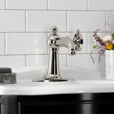Belknap One-Handle 1-Hole Bathroom Faucet with Deck Plate and Push Pop-Up Drain