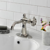 Belknap One-Handle 1-Hole Bathroom Faucet with Deck Plate and Push Pop-Up Drain