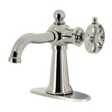 Belknap One-Handle 1-Hole Bathroom Faucet with Deck Plate and Push Pop-Up Drain