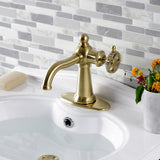 Fuller One-Handle 1-Hole Bathroom Faucet with Deck Plate and Push Pop-Up Drain