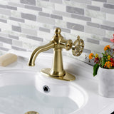 Belknap One-Handle 1-Hole Bathroom Faucet with Deck Plate and Push Pop-Up Drain
