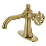 Belknap One-Handle 1-Hole Bathroom Faucet with Deck Plate and Push Pop-Up Drain