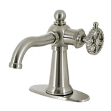 Fuller One-Handle 1-Hole Bathroom Faucet with Deck Plate and Push Pop-Up Drain