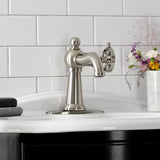 Belknap One-Handle 1-Hole Bathroom Faucet with Deck Plate and Push Pop-Up Drain