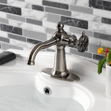Fuller One-Handle 1-Hole Bathroom Faucet with Deck Plate and Push Pop-Up Drain