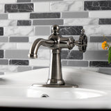 Fuller One-Handle 1-Hole Bathroom Faucet with Deck Plate and Push Pop-Up Drain