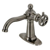 Fuller One-Handle 1-Hole Bathroom Faucet with Deck Plate and Push Pop-Up Drain