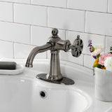 Belknap One-Handle 1-Hole Bathroom Faucet with Deck Plate and Push Pop-Up Drain