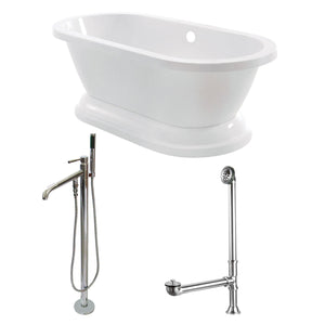 Aqua Eden 67-Inch Acrylic Double Ended Pedestal Tub Combo with Faucet and Supply Lines