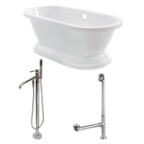 Aqua Eden 67-Inch Acrylic Oval Double Ended Pedestal Tub with Faucet Combo (No Faucet Drillings)