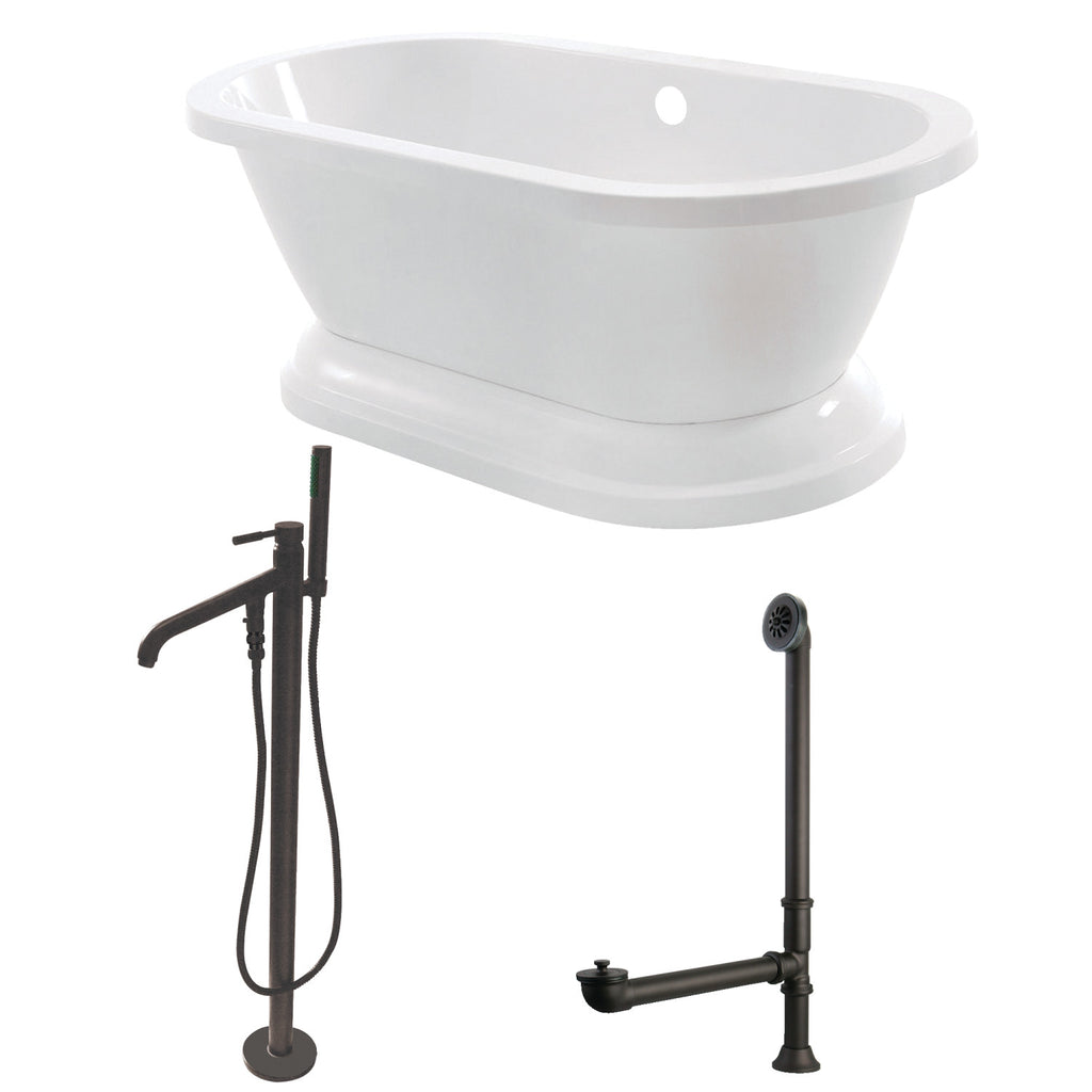 Aqua Eden 67-Inch Acrylic Double Ended Pedestal Tub Combo with Faucet and Supply Lines