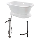 Aqua Eden 67-Inch Acrylic Oval Double Ended Pedestal Tub with Faucet Combo (No Faucet Drillings)