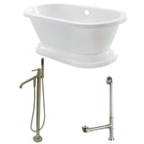 Aqua Eden 67-Inch Acrylic Oval Double Ended Pedestal Tub with Faucet Combo (No Faucet Drillings)