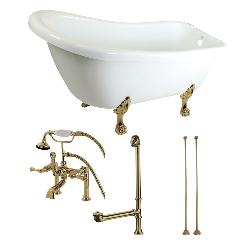 Aqua Eden 67-Inch Acrylic Single Slipper Clawfoot Tub Combo with Faucet and Supply Lines
