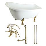 Aqua Eden 67-Inch Acrylic Oval Single Slipper Clawfoot Tub with Faucet Drain and Supply Lines Combo