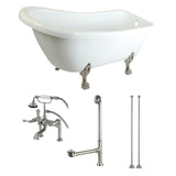 Aqua Eden 67-Inch Acrylic Oval Single Slipper Clawfoot Tub with Faucet Drain and Supply Lines Combo