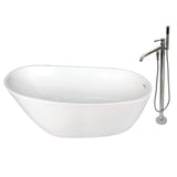 Aqua Eden 59-Inch Acrylic Single Slipper Freestanding Tub Combo with Faucet and Drain