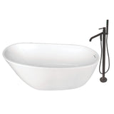 Aqua Eden 59-Inch Acrylic Single Slipper Freestanding Tub Combo with Faucet and Drain