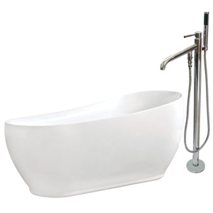 Aqua Eden 71-Inch Acrylic Single Slipper Freestanding Tub Combo with Faucet and Drain