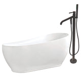 Aqua Eden 71-Inch Acrylic Oval Single Slipper Freestanding Tub with Faucet Combo and Drain