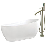 Aqua Eden 71-Inch Acrylic Oval Single Slipper Freestanding Tub with Faucet Combo and Drain