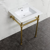 Fauceture 25-Inch Console Sink with Brass Legs (4-Inch, 3 Hole)