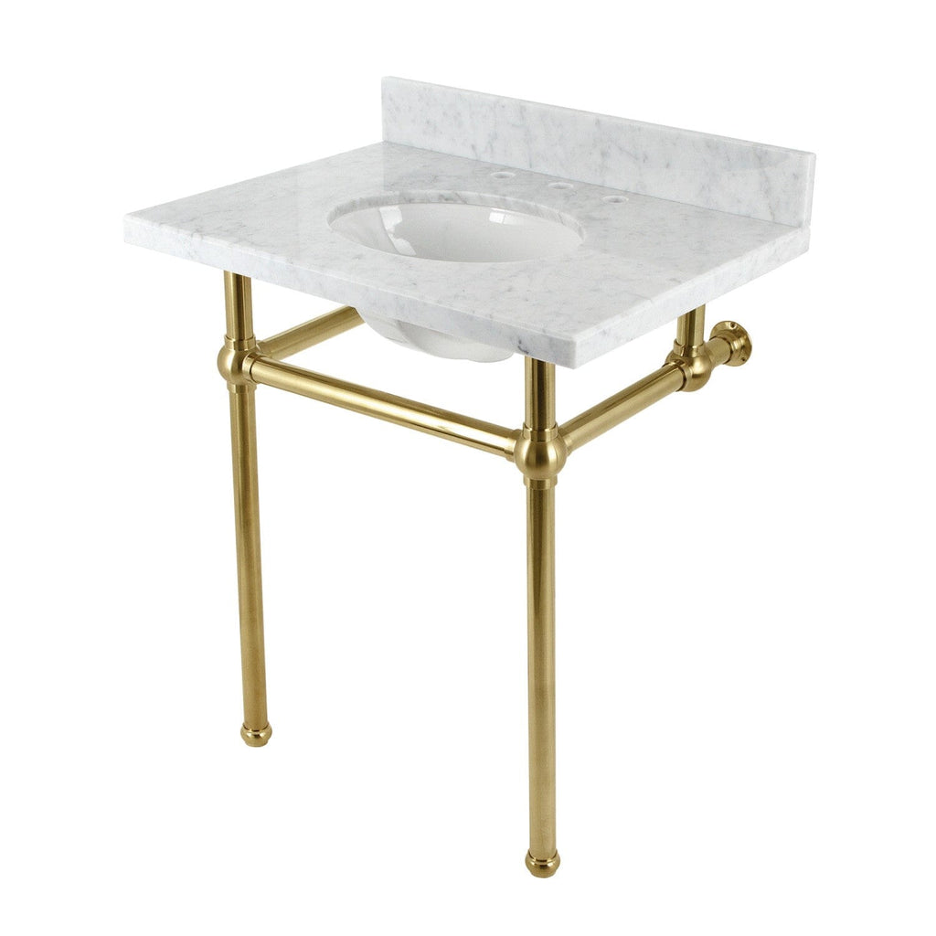 Fauceture 30-Inch Console Sink with Brass Legs (8-Inch, 3 Hole)