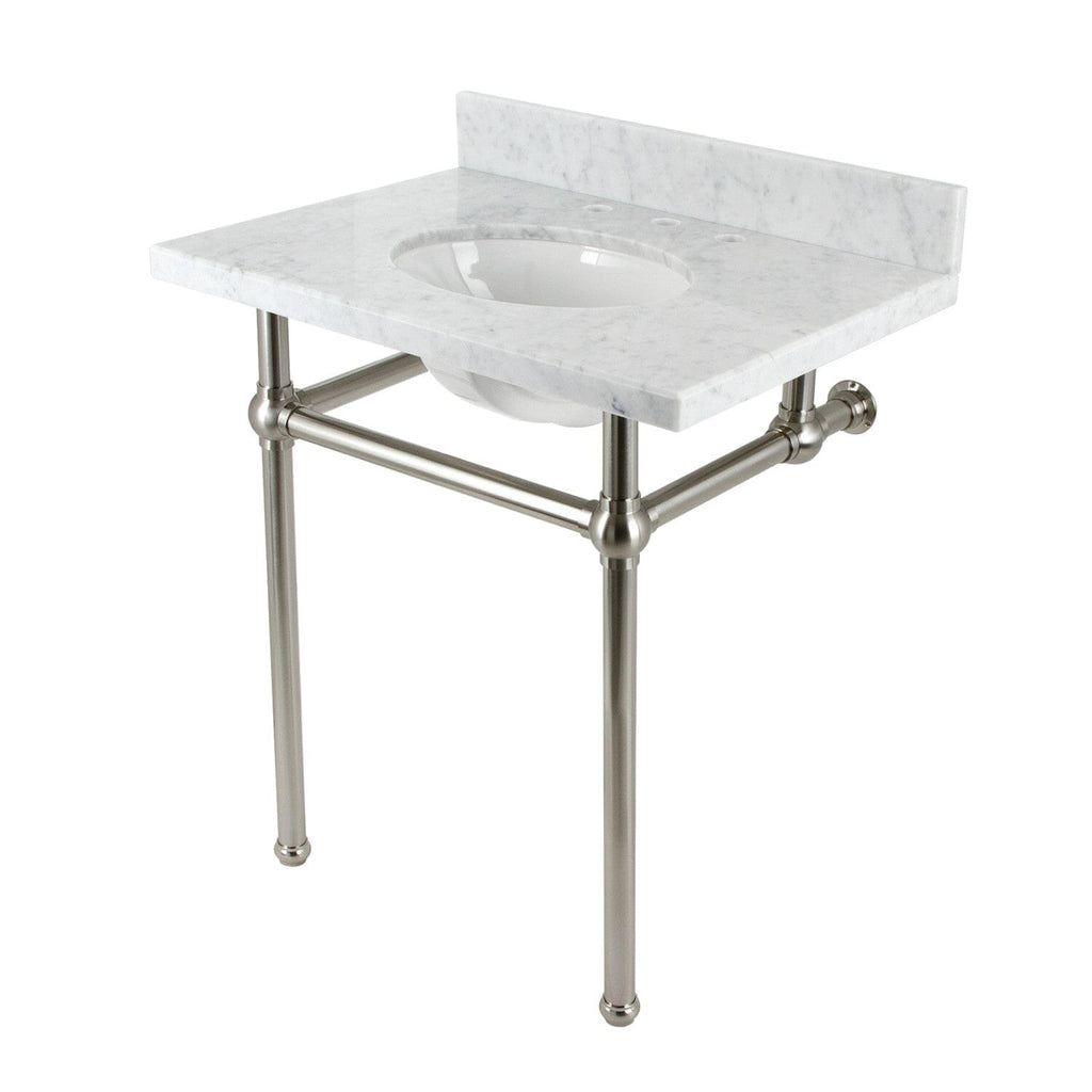 Fauceture 30-Inch Console Sink with Brass Legs (8-Inch, 3 Hole)