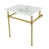 Fauceture 31-Inch Console Sink with Brass Legs (8-Inch, 3 Hole)