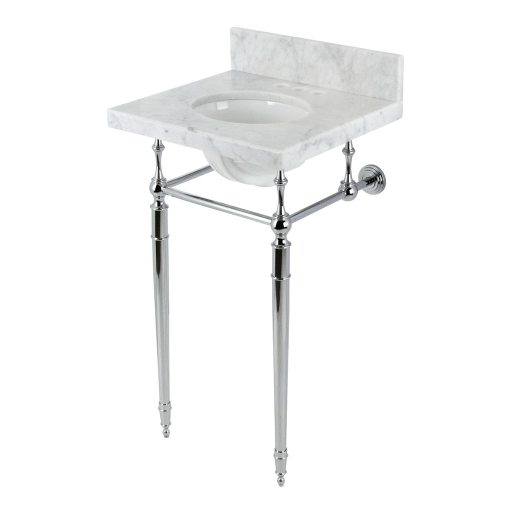 Fauceture 19-Inch Carrara Marble Console Sink with Brass Legs (4" Faucet Drillings)