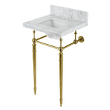 Fauceture 19-Inch Carrara Marble Console Sink with Brass Legs (4" Faucet Drillings)